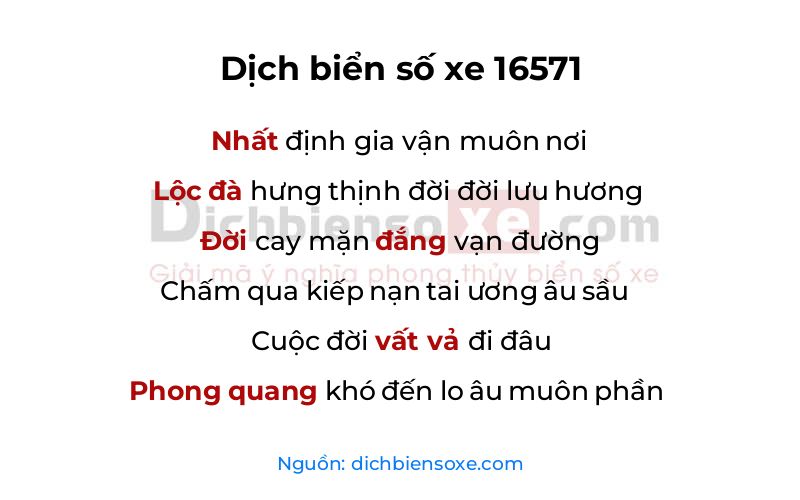 Dịch thơ biển số 16571