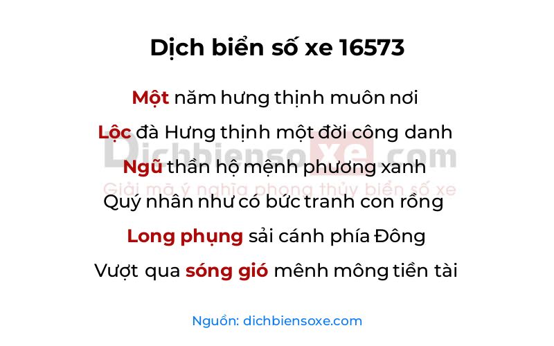 Dịch thơ biển số 16573