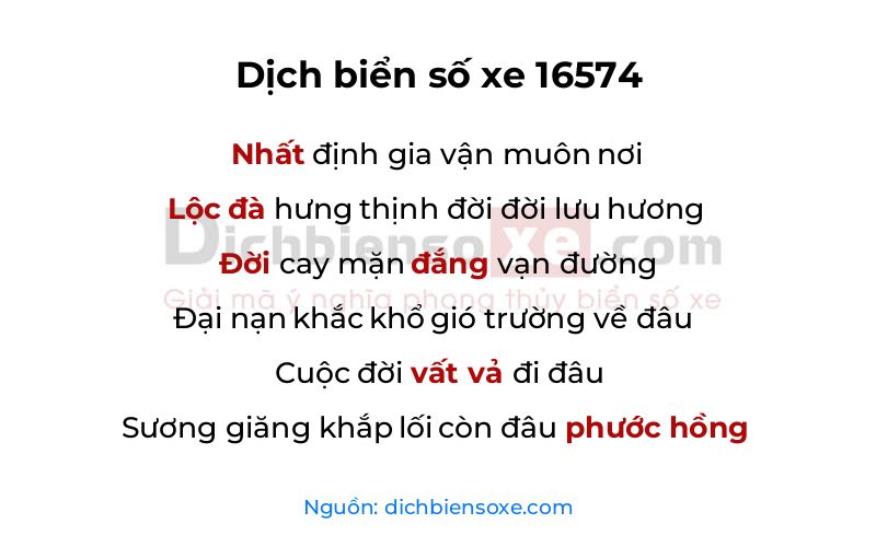 Dịch thơ biển số 16574