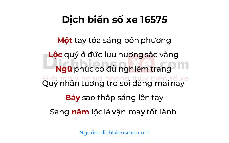 Dịch thơ biển số 16575