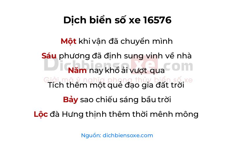 Dịch thơ biển số 16576