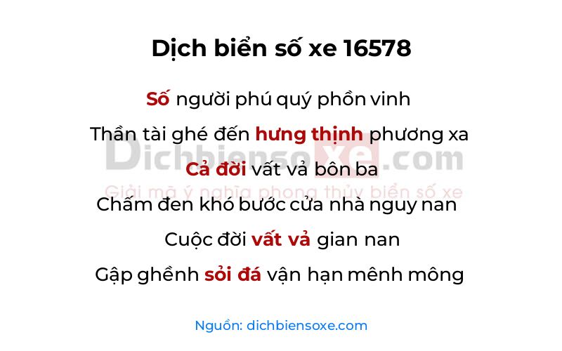 Dịch thơ biển số 16578