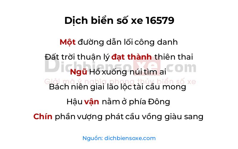 Dịch thơ biển số 16579