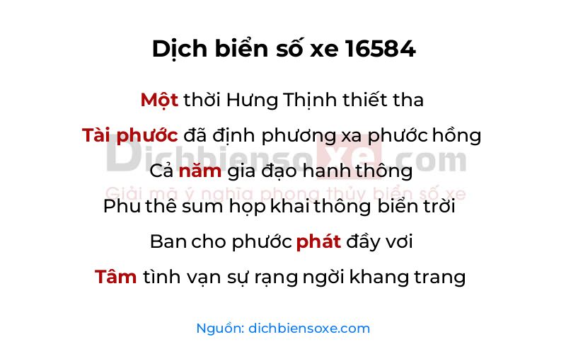 Dịch thơ biển số 16584