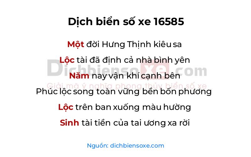 Dịch thơ biển số 16585
