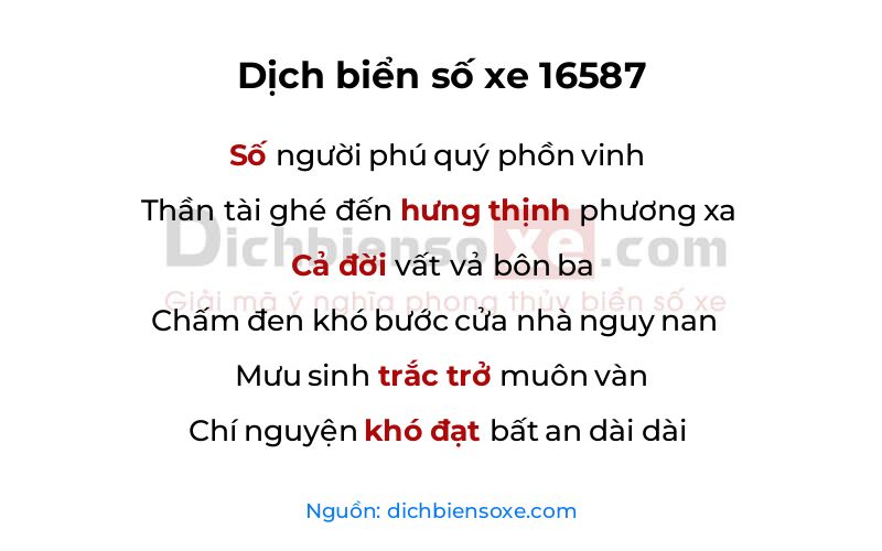 Dịch thơ biển số 16587