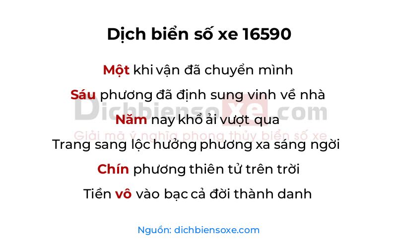 Dịch thơ biển số 16590