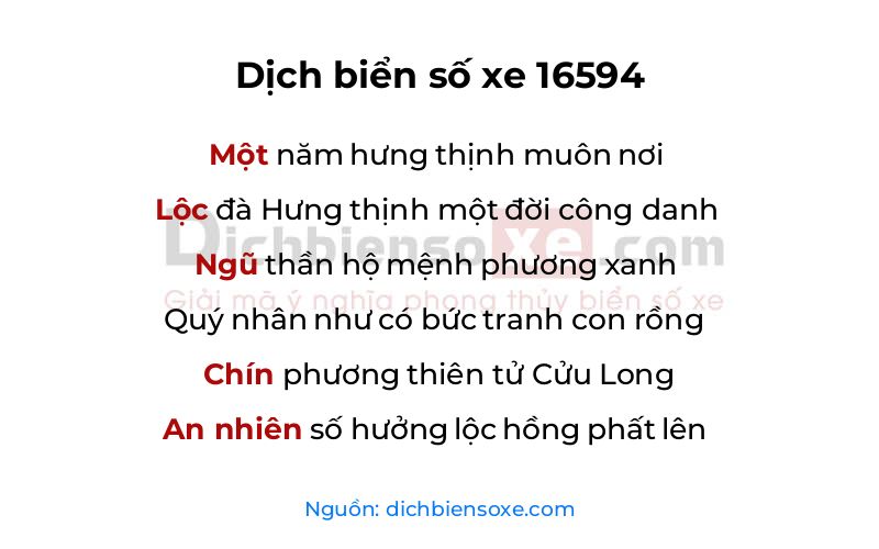 Dịch thơ biển số 16594