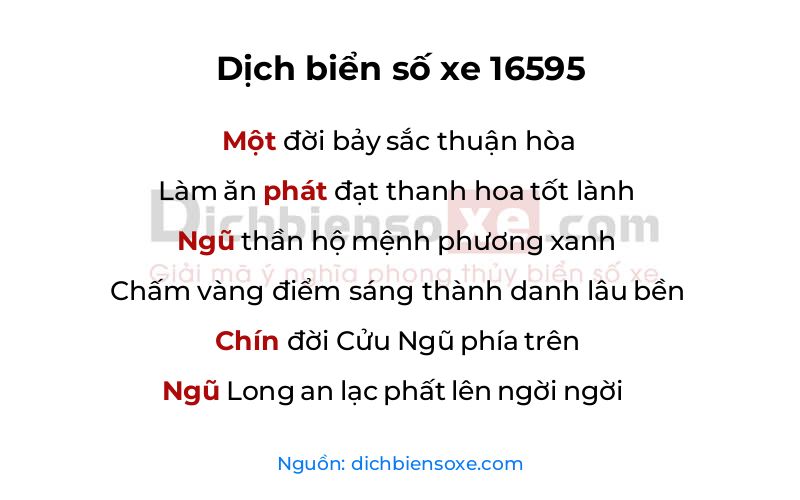 Dịch thơ biển số 16595