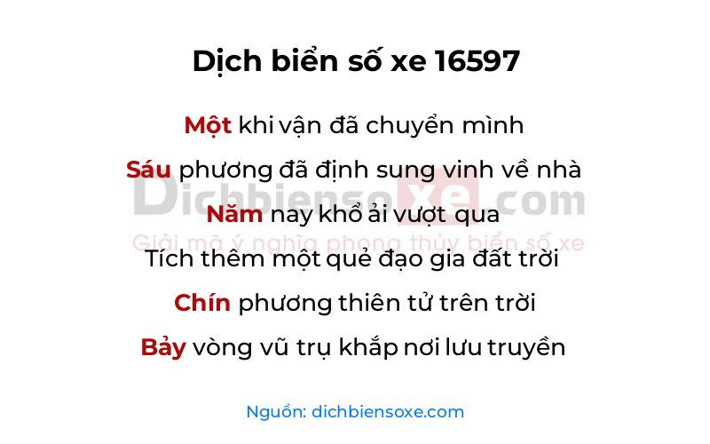 Dịch thơ biển số 16597