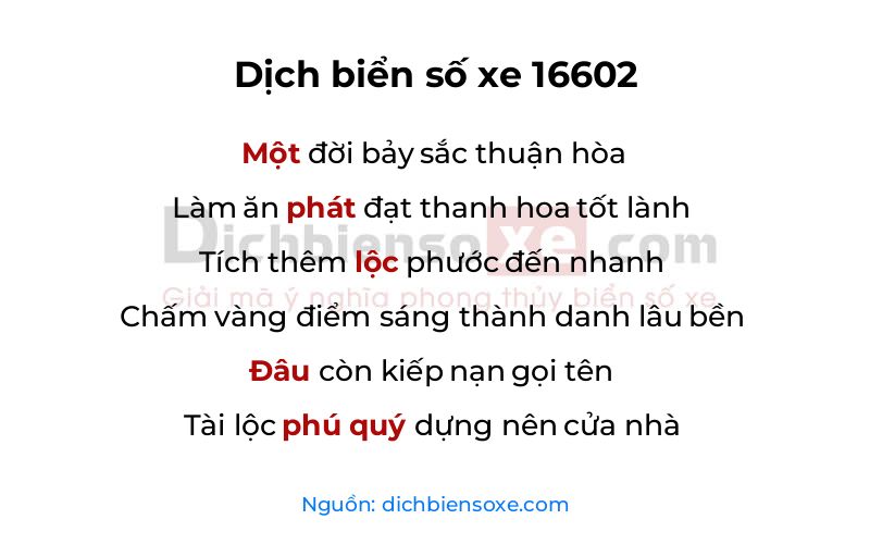 Dịch thơ biển số 16602