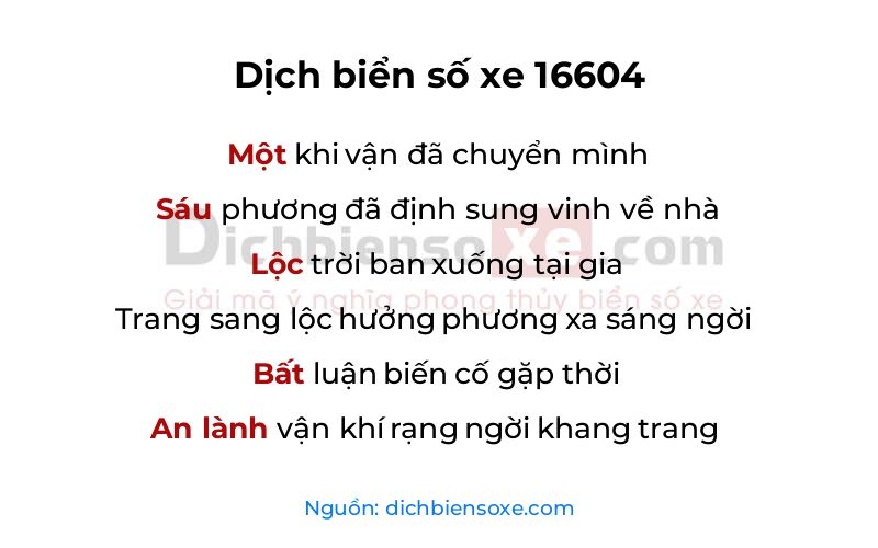 Dịch thơ biển số 16604