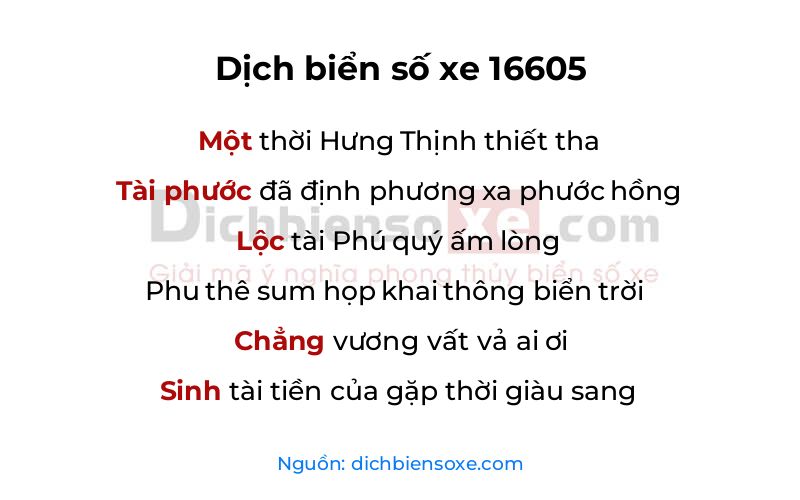 Dịch thơ biển số 16605