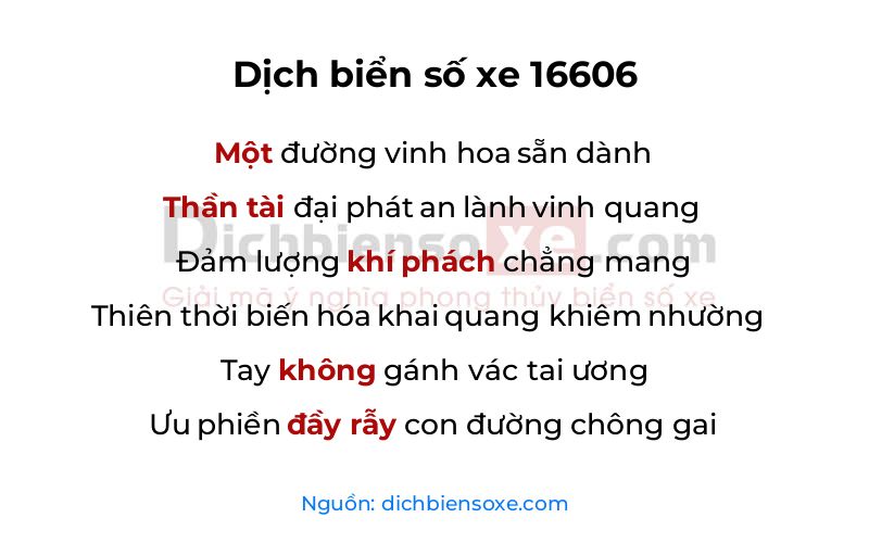 Dịch thơ biển số 16606