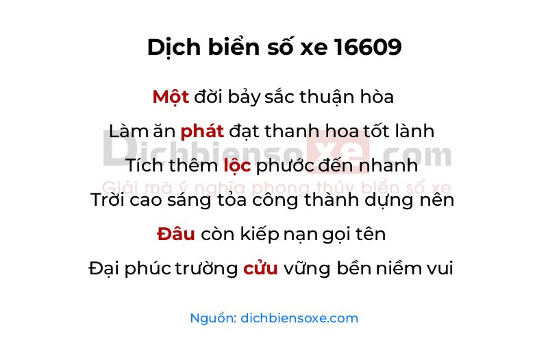Dịch thơ biển số 16609