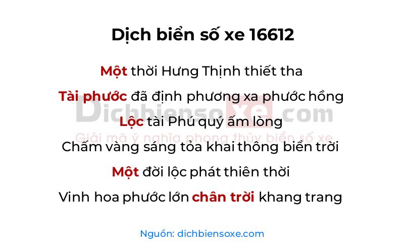 Dịch thơ biển số 16612