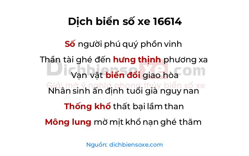Dịch thơ biển số 16614