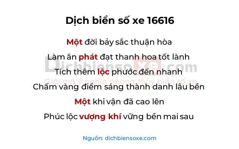 Dịch thơ biển số 16616