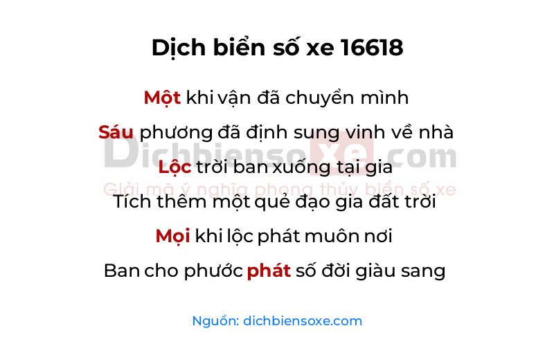 Dịch thơ biển số 16618