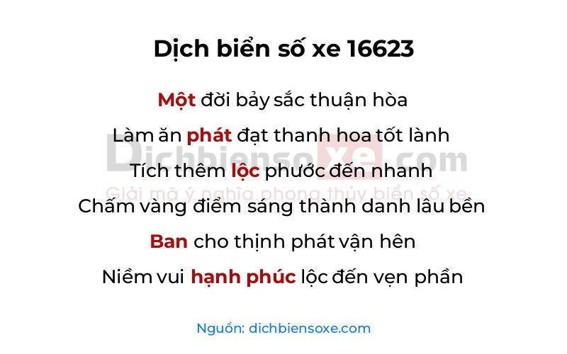 Dịch thơ biển số 16623