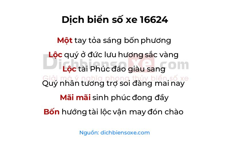 Dịch thơ biển số 16624