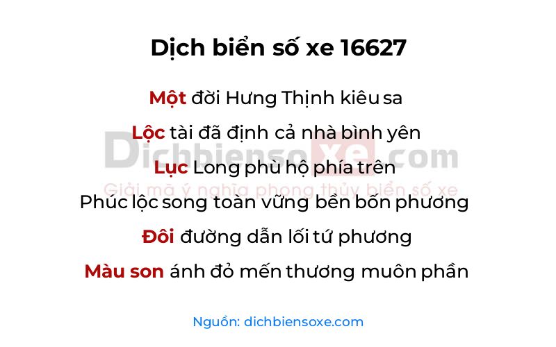Dịch thơ biển số 16627