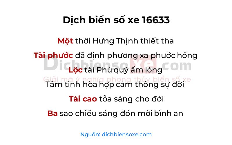 Dịch thơ biển số 16633