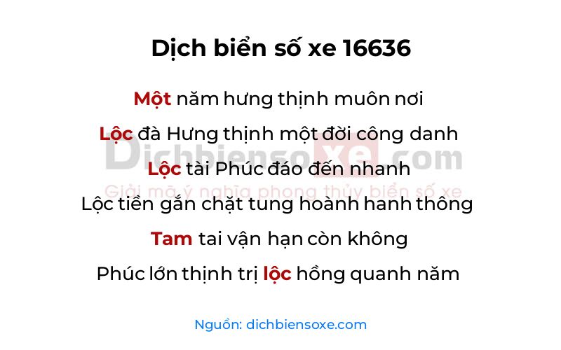 Dịch thơ biển số 16636