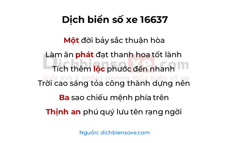 Dịch thơ biển số 16637