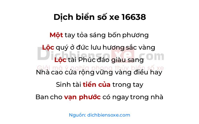 Dịch thơ biển số 16638