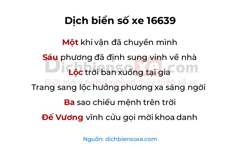 Dịch thơ biển số 16639