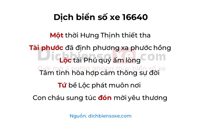 Dịch thơ biển số 16640