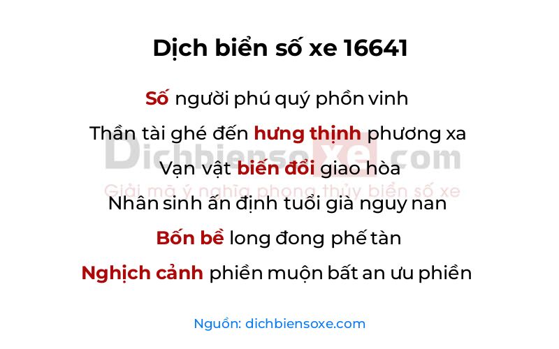 Dịch thơ biển số 16641