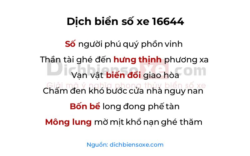 Dịch thơ biển số 16644