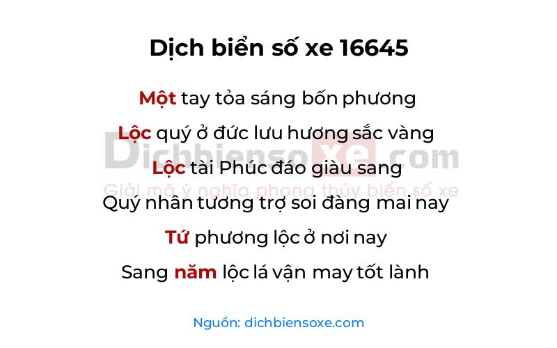 Dịch thơ biển số 16645