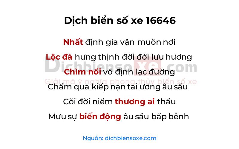 Dịch thơ biển số 16646