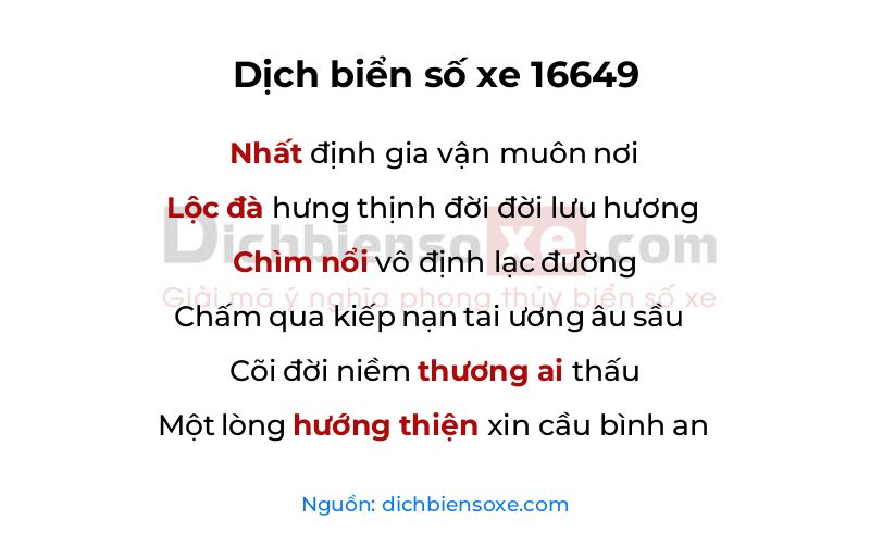 Dịch thơ biển số 16649