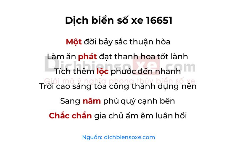 Dịch thơ biển số 16651