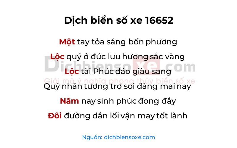 Dịch thơ biển số 16652