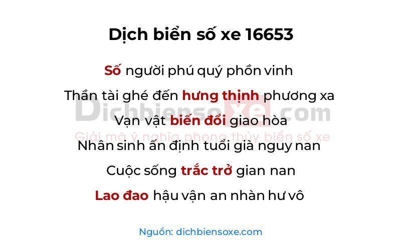 Dịch thơ biển số 16653