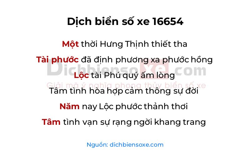 Dịch thơ biển số 16654