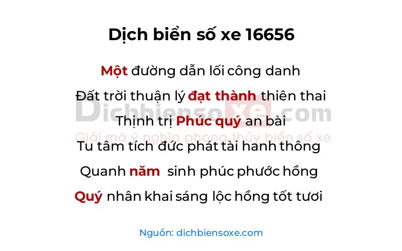 Dịch thơ biển số 16656