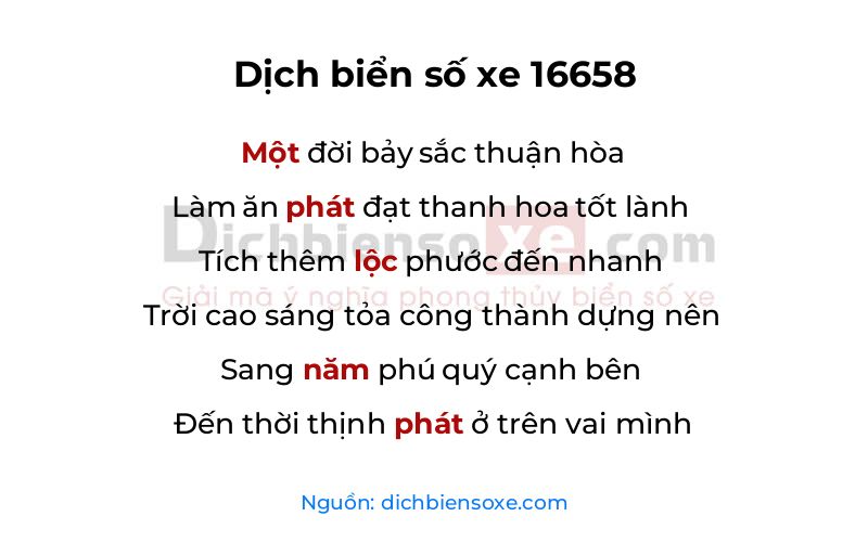 Dịch thơ biển số 16658