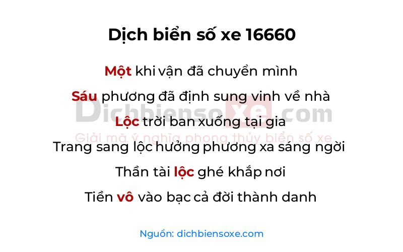 Dịch thơ biển số 16660