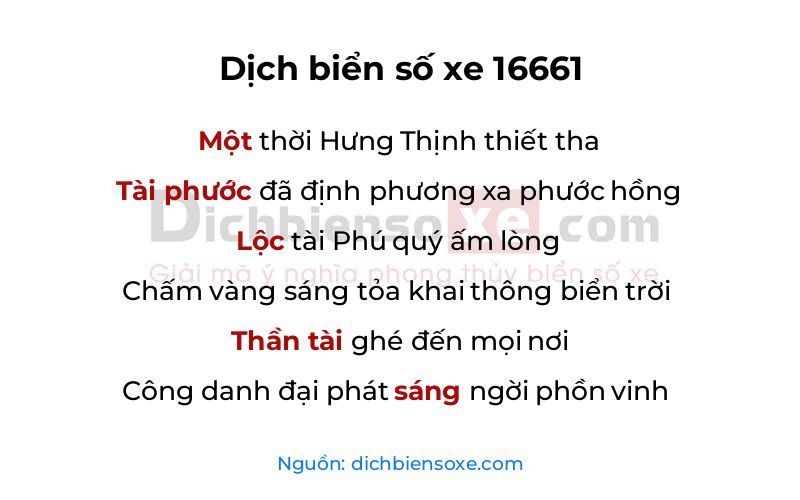 Dịch thơ biển số 16661