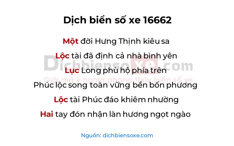 Dịch thơ biển số 16662