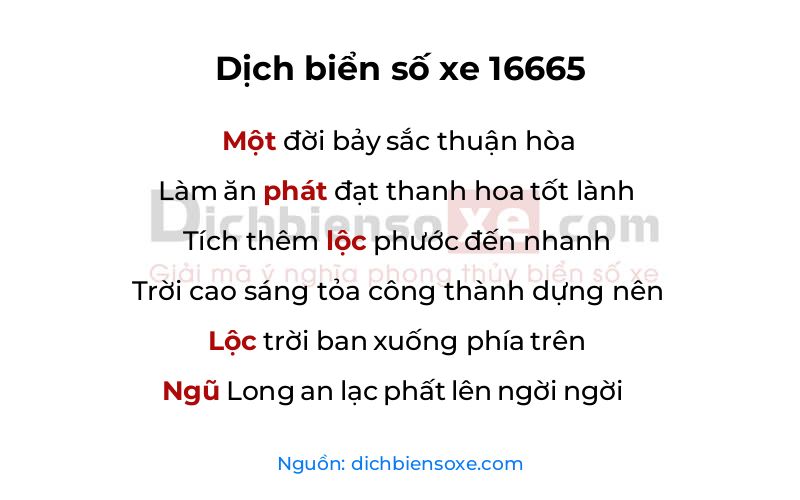 Dịch thơ biển số 16665
