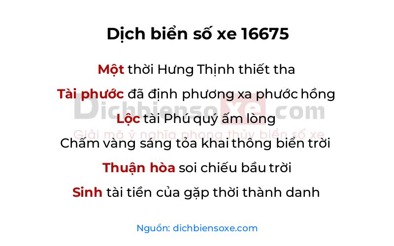 Dịch thơ biển số 16675