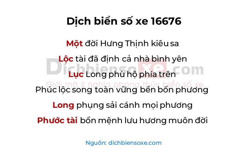 Dịch thơ biển số 16676