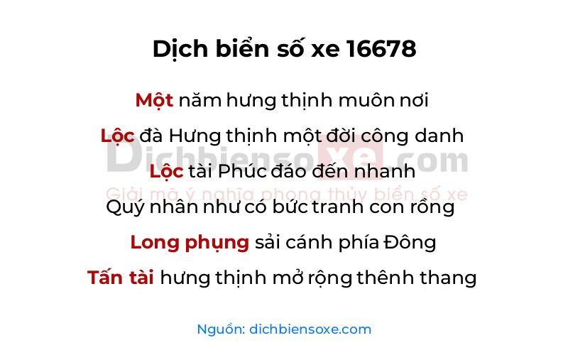 Dịch thơ biển số 16678